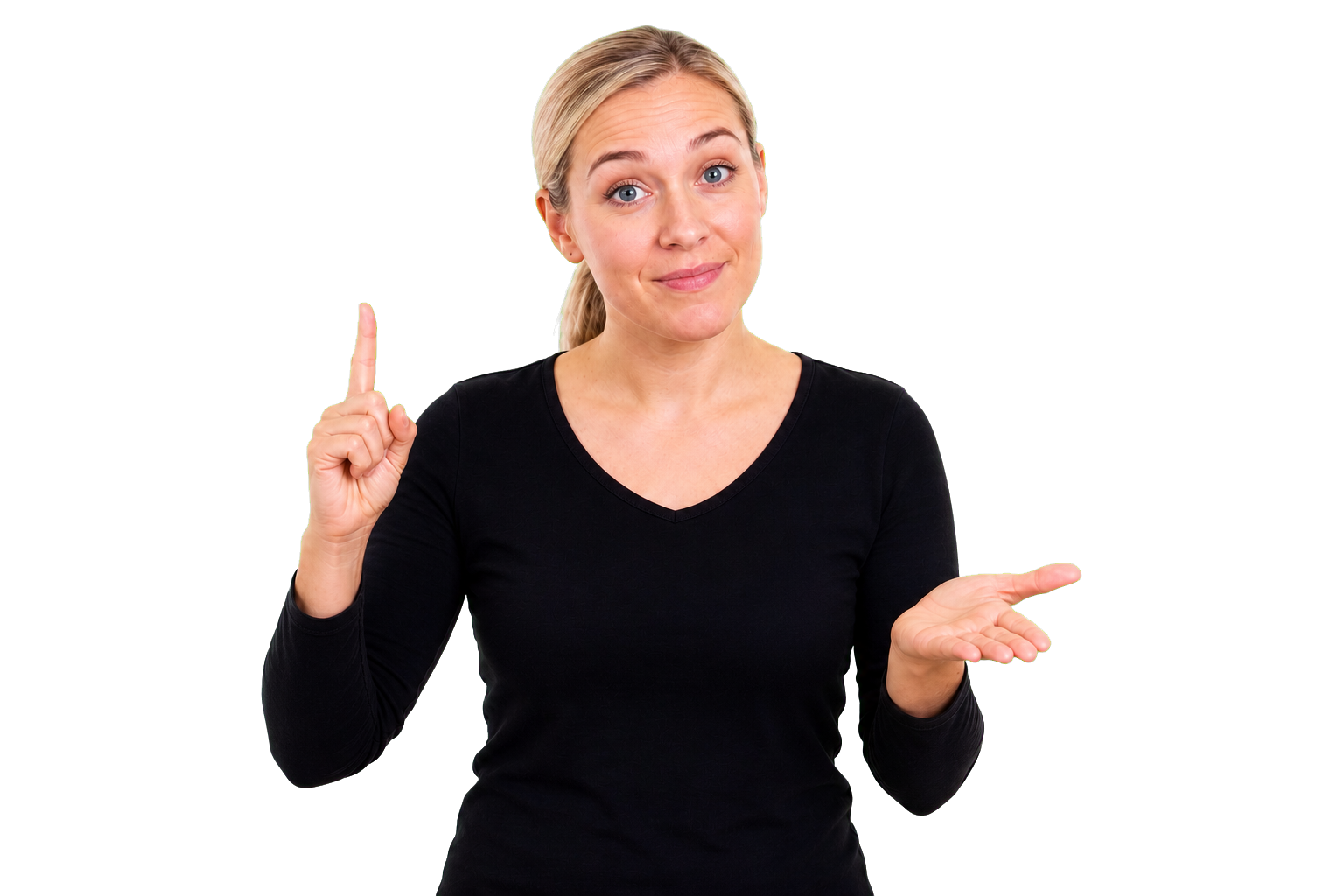 ASL signer using raised eyebrows for the if part of a sentence