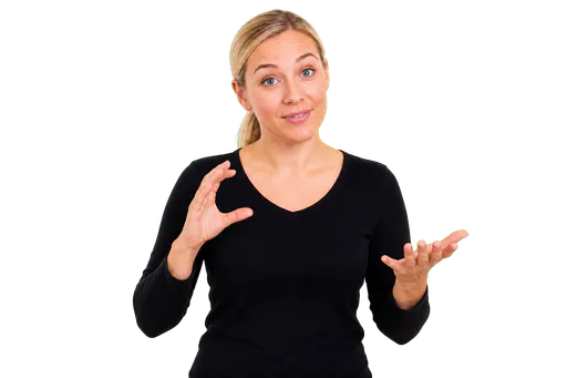 ASL signer using raised eyebrows for a rhetorical why question