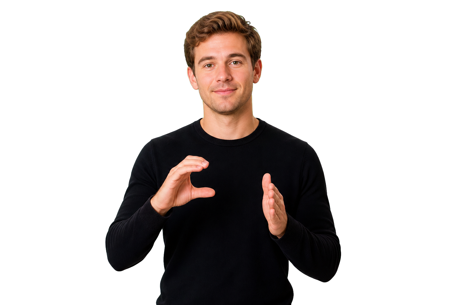 ASL signer practicing profession signs made with the PERSON ending