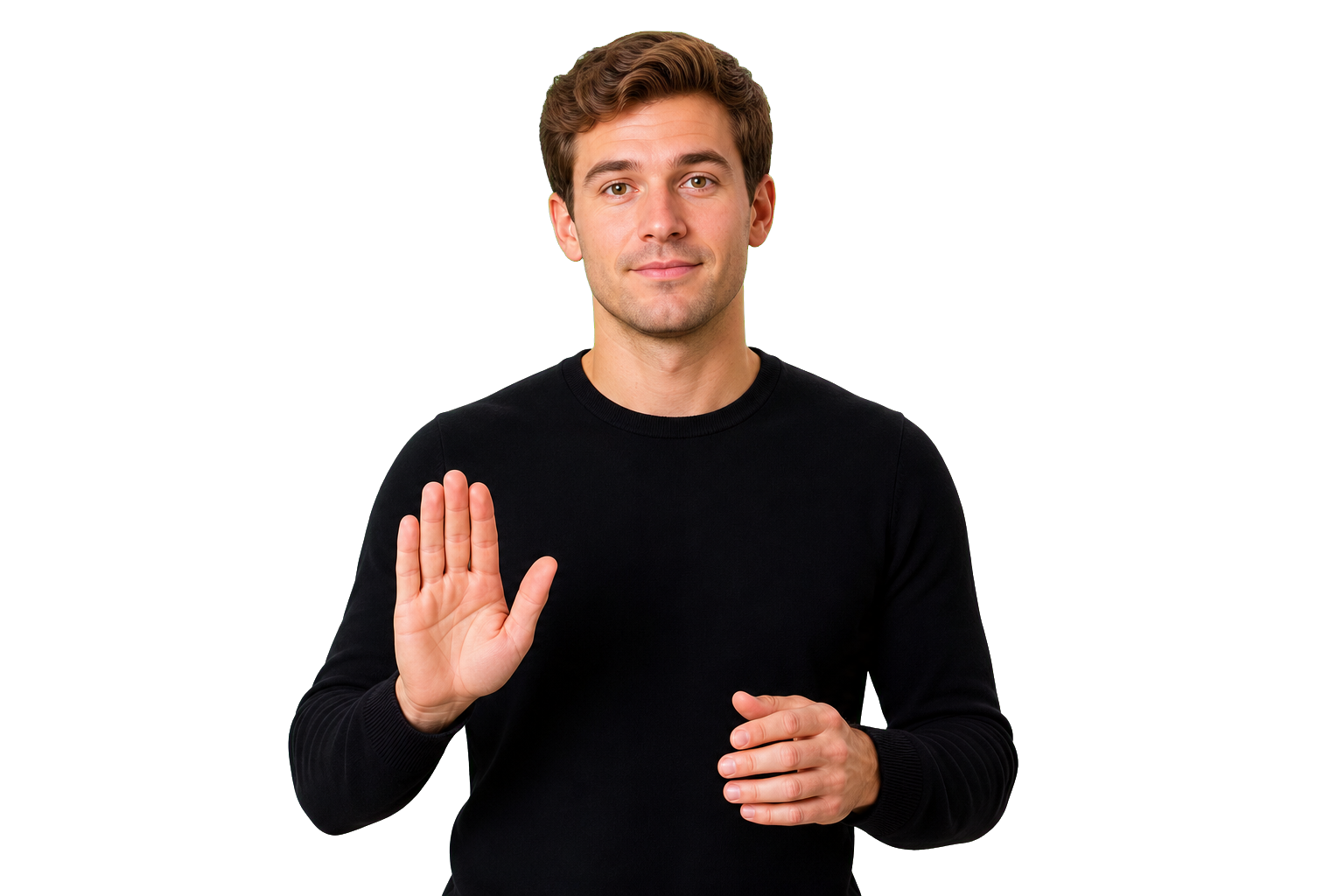 ASL signer showing that some job signs do not use the PERSON ending