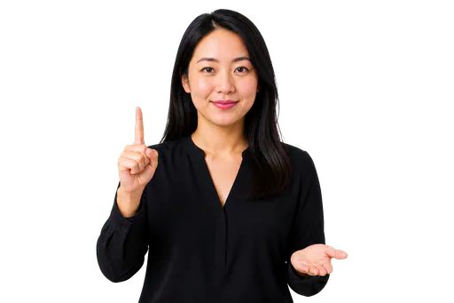 ASL signer showing CL:1 with one upright index finger