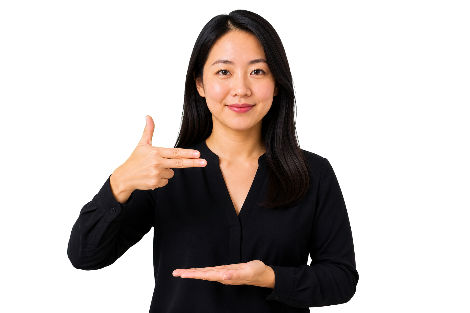 ASL signer showing a sideways CL:3 vehicle classifier