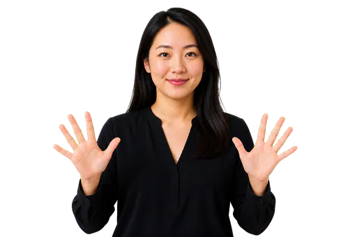ASL signer showing open 5 handshapes for crowds or natural elements