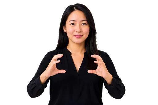 ASL signer showing curved C handshapes for a cylinder or container