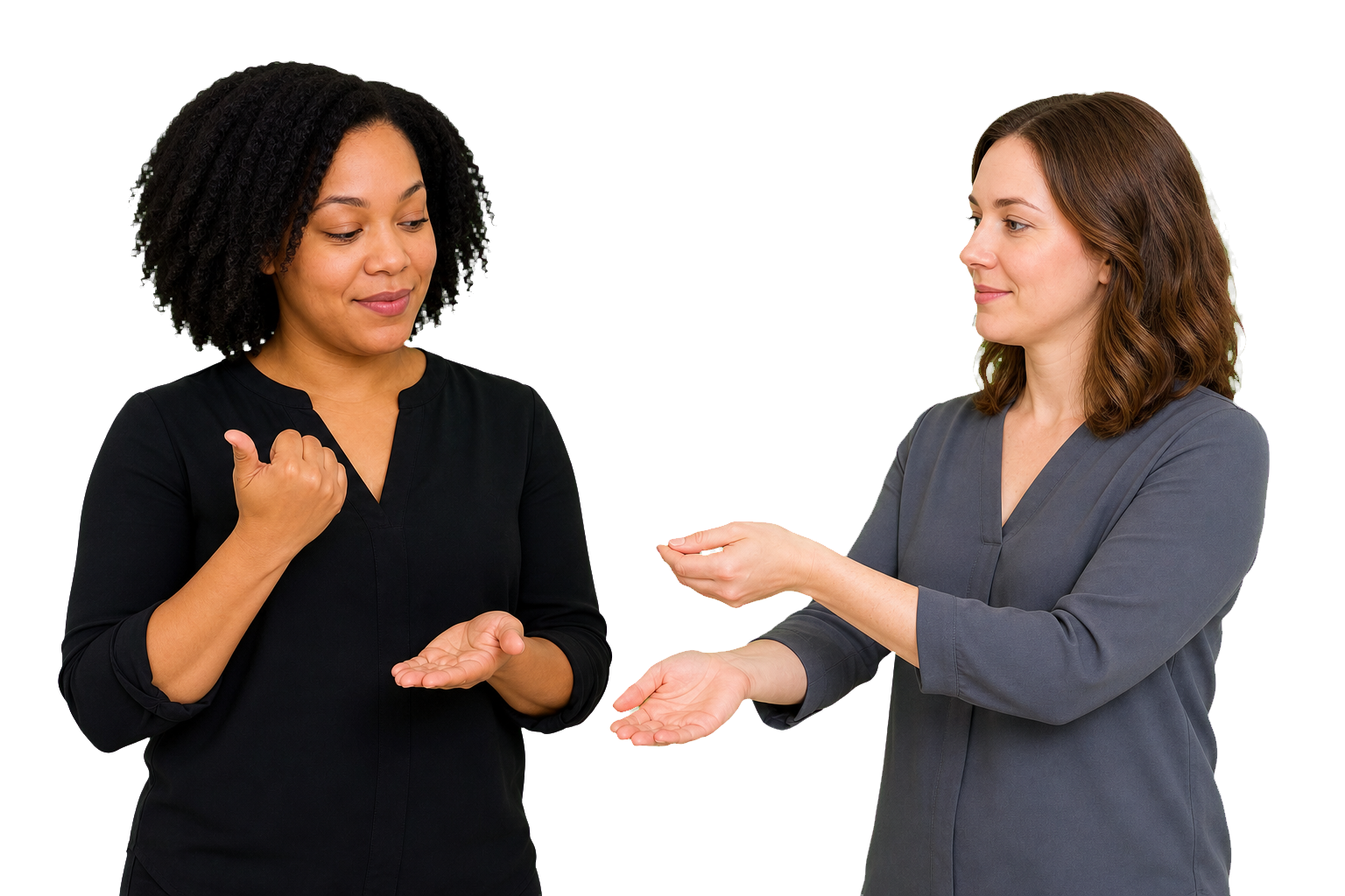 ASL signer showing a backward directional verb moving toward the receiver