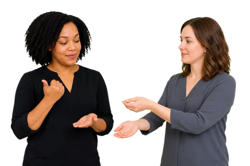 ASL signer showing a backward directional verb moving toward the receiver