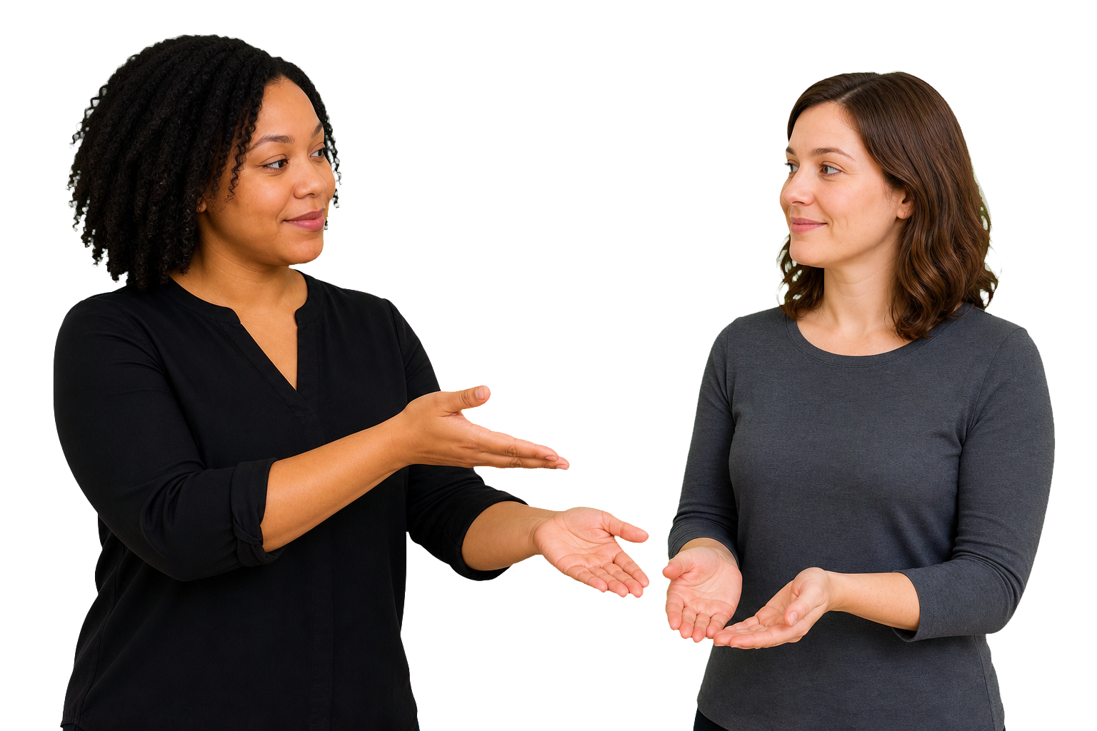 ASL signer showing a directional verb moving toward the receiver