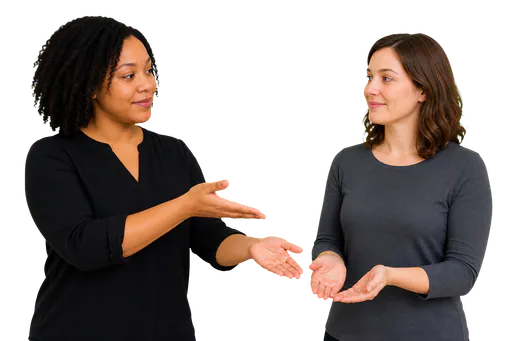 ASL signer showing a directional verb moving toward the receiver