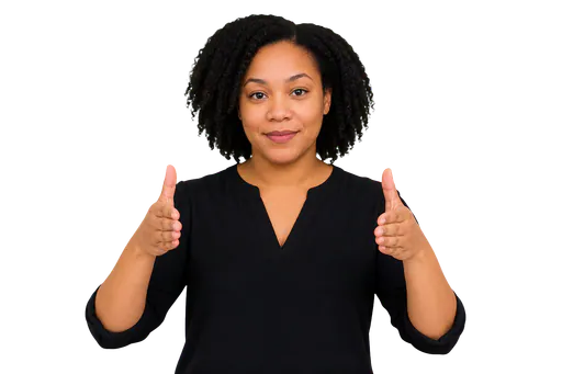 ASL signer ready to teach directional verbs with clear face and hands