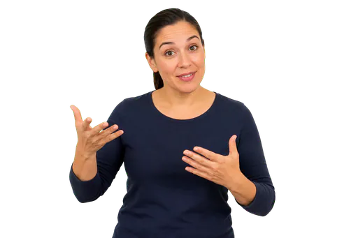 ASL signer showing facial grammar with clear hands and face