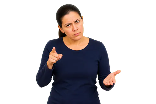 ASL signer asking a specific WH question with head slightly down
