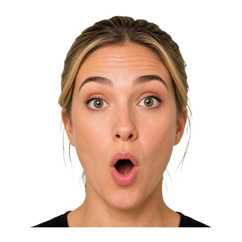 Close-up of an ASL signer using a sudden POW mouth for impact or surprise