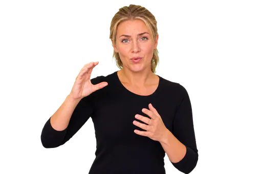 ASL signer showing facial grammar and hands happening together