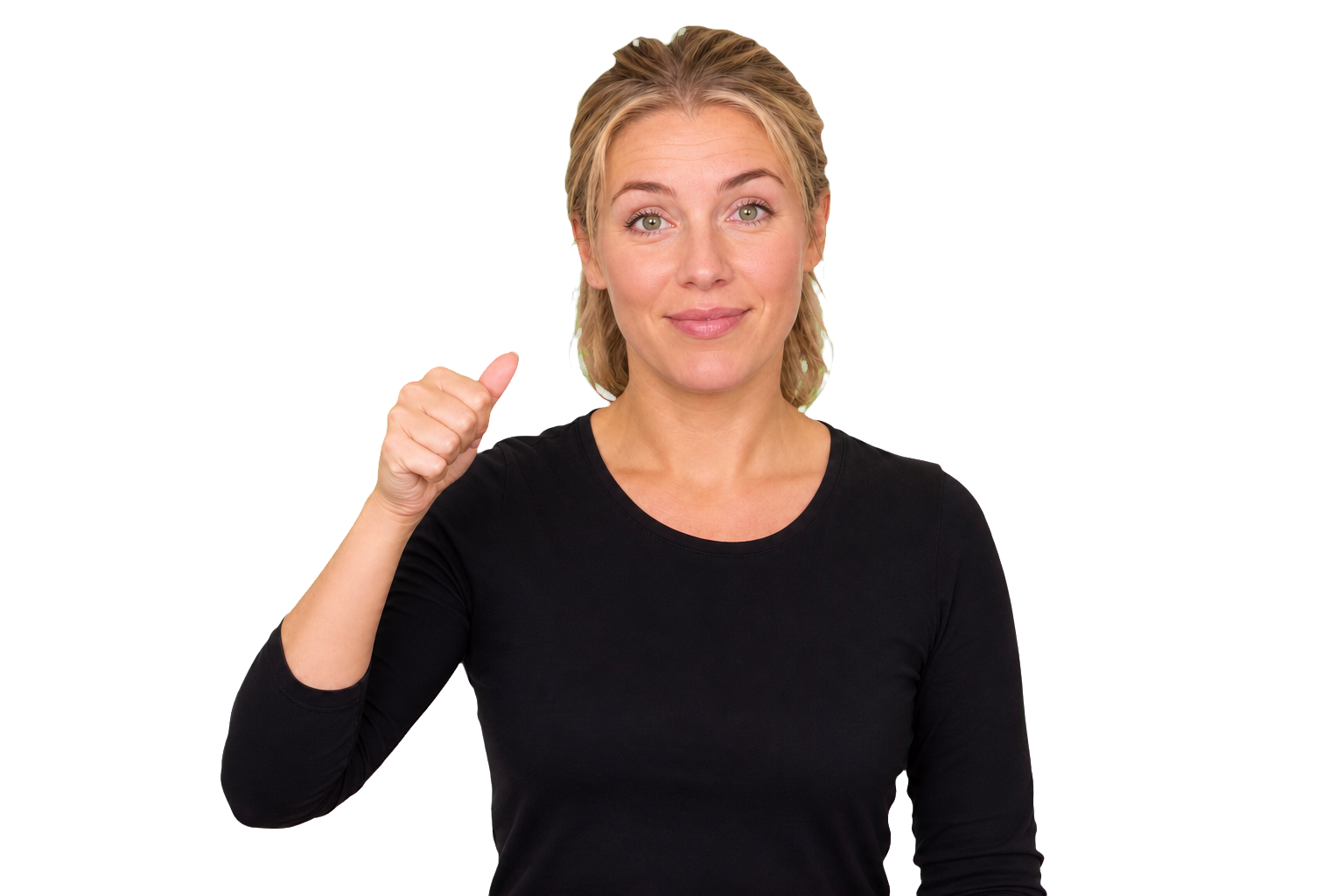ASL signer using a headnod to show affirmation