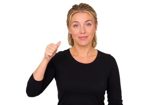 ASL signer using a headnod to show affirmation