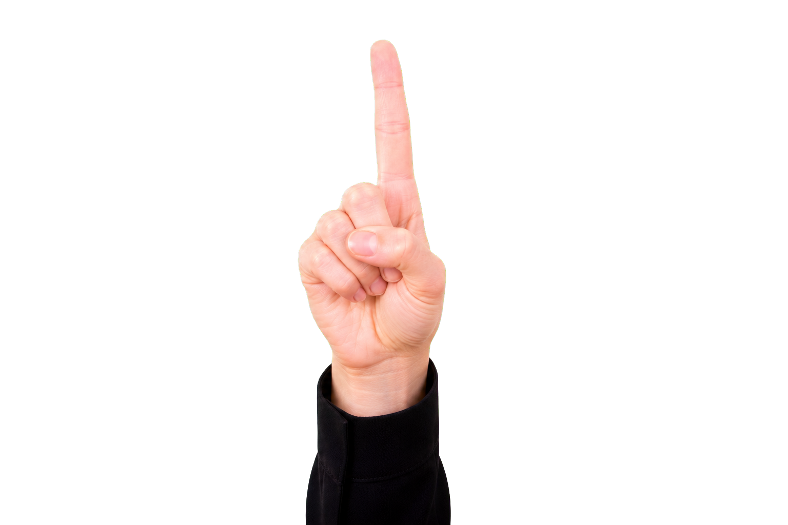 Close-up hand showing CL:1 with one upright index finger
