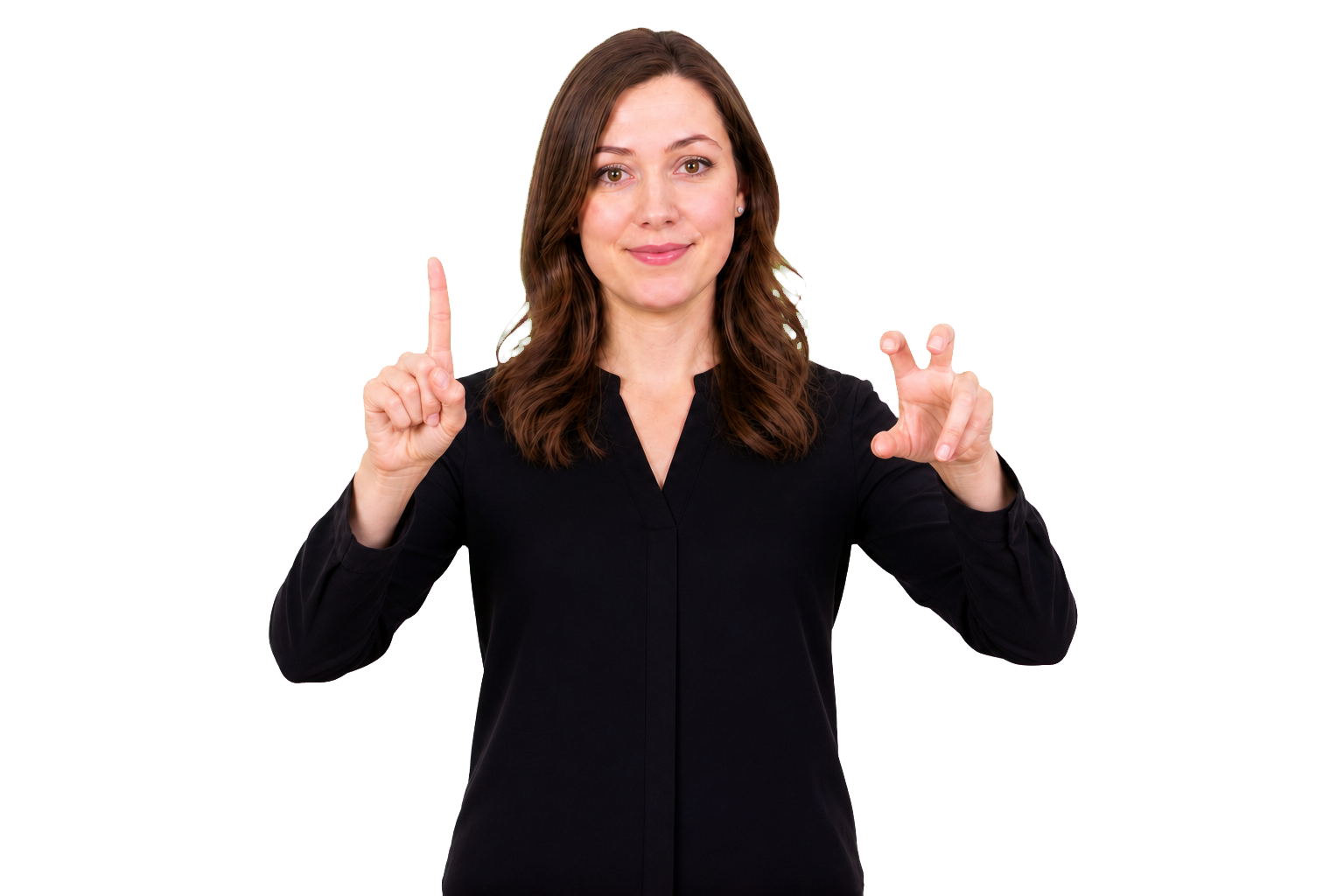 ASL signer showing CL:1 and CL:3 classifier handshapes for plural groups in space