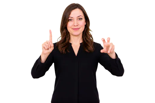 ASL signer showing CL:1 and CL:3 classifier handshapes for plural groups in space