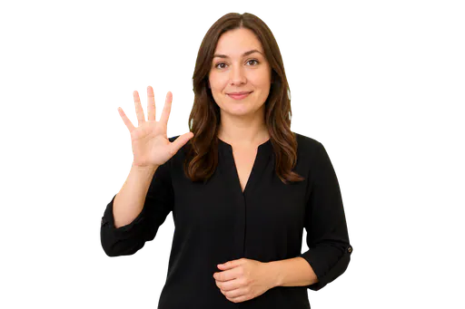 ASL signer showing a clear number handshape for quantity in pluralization