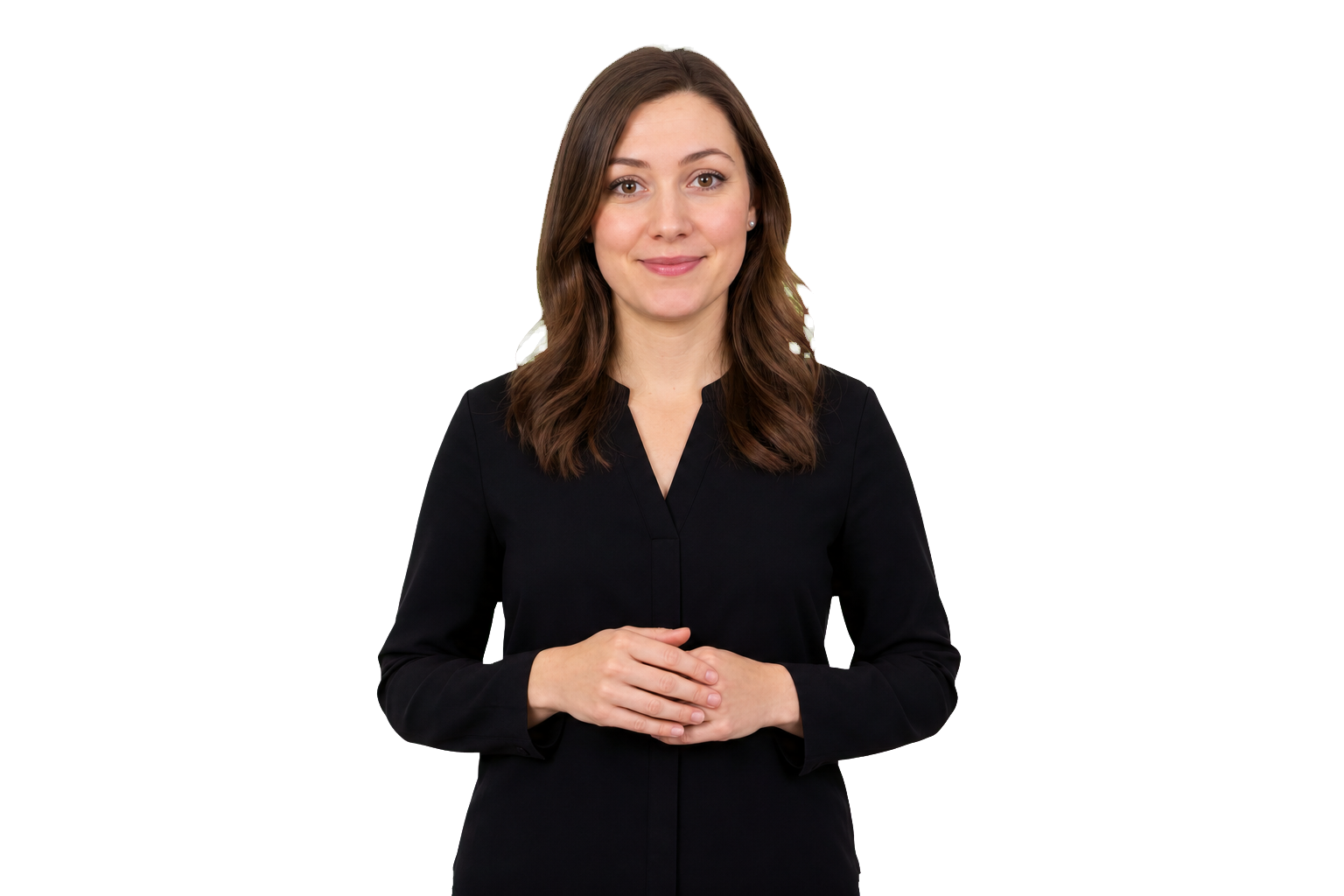ASL signer ready to teach pluralization with clear face and hands
