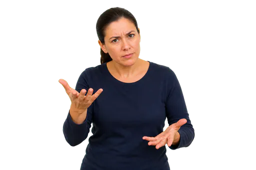 ASL signer using furrowed eyebrows for a who what where when why question