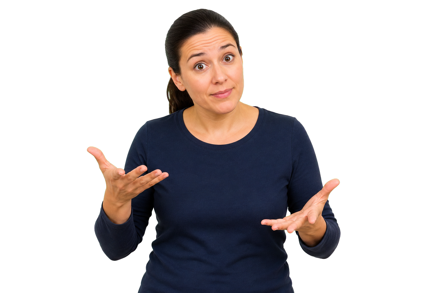 ASL signer using raised eyebrows for a yes or no question